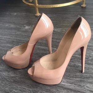 Christian Louboutin Peep Toe Nude Patent Leather